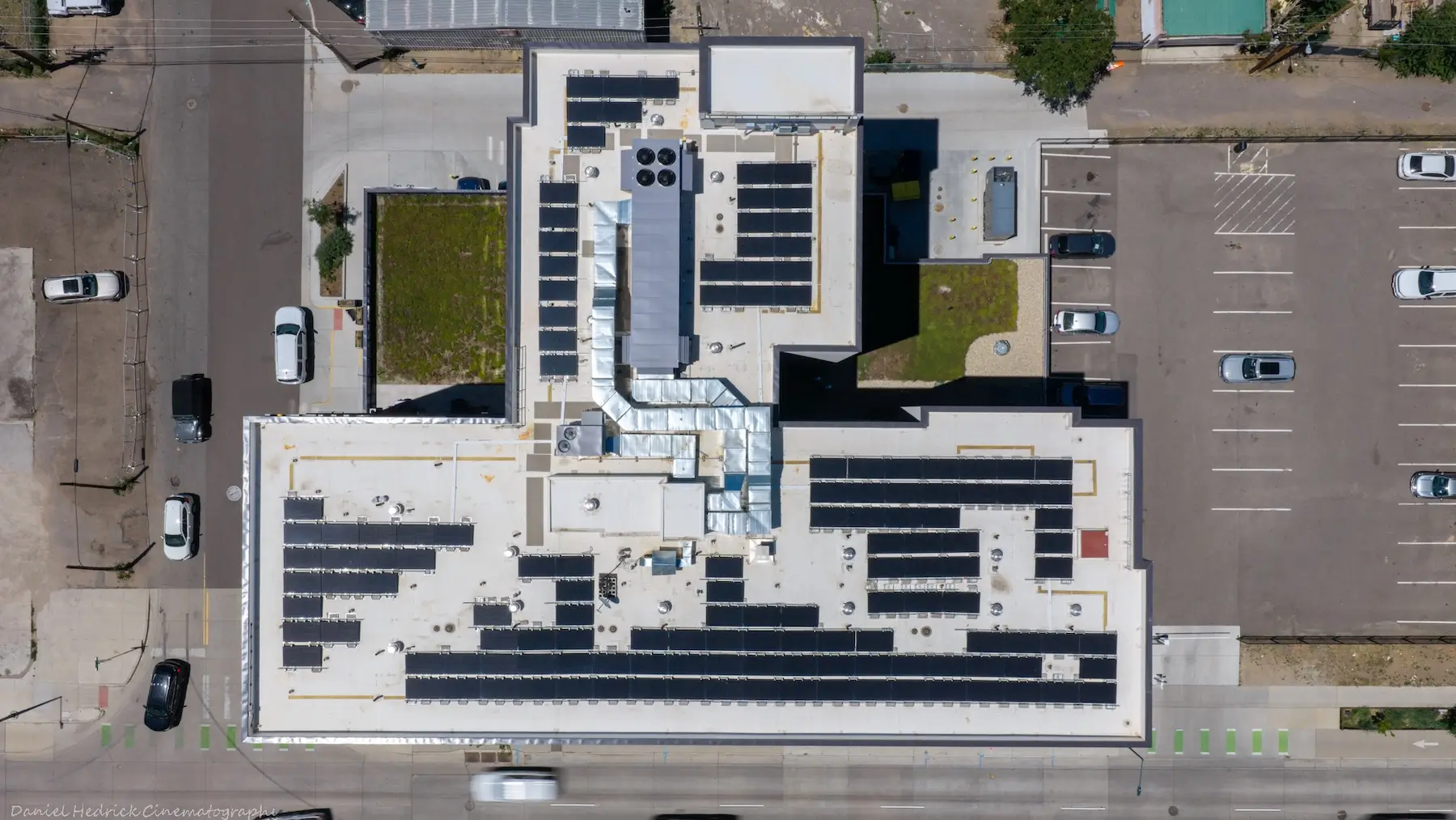 Completed rooftop solar panels installed at Hotel Cambria in Denver, Colorado