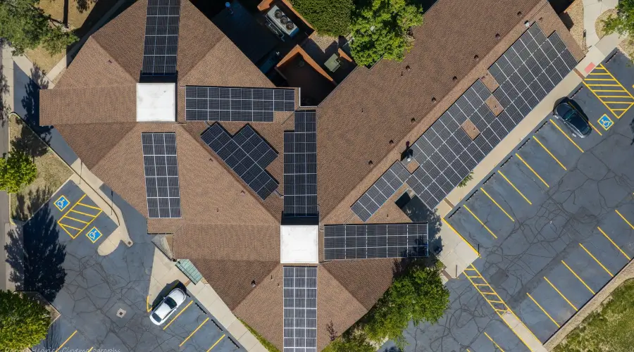 commercial rooftop solar installation at 10001 Washington in Thornton, Colorado