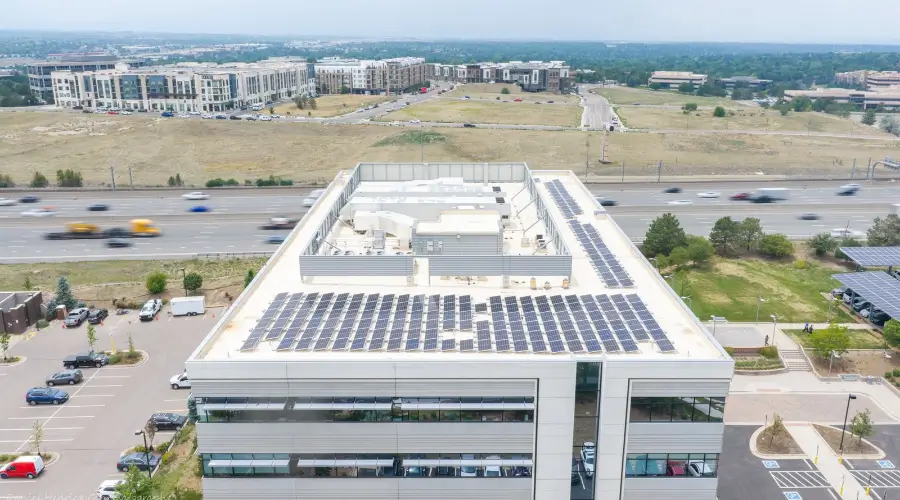 Commercial rooftop solar panels installed at 169 Inverness in Englewood