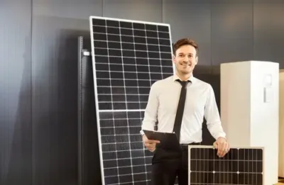 Solar professional discussing residential panel removal and reinstallation options