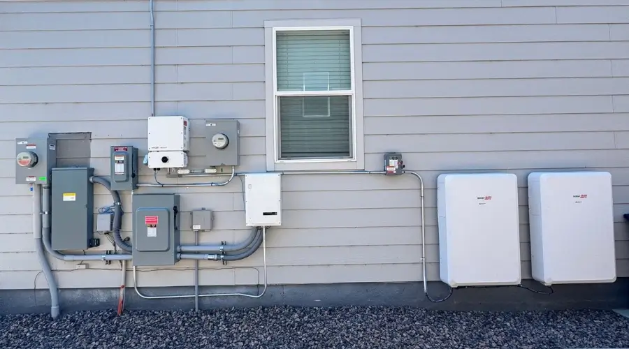 SolarEdge home battery storage system installed alongside residential solar electrical equipment